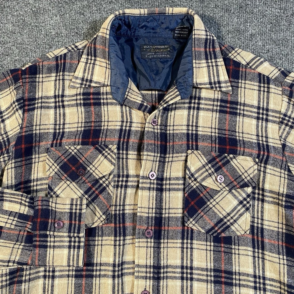 Vintage 90s Brewster WOOLOTHEWEST Plaid Flannel Long Sleeve Shirt Mens Large